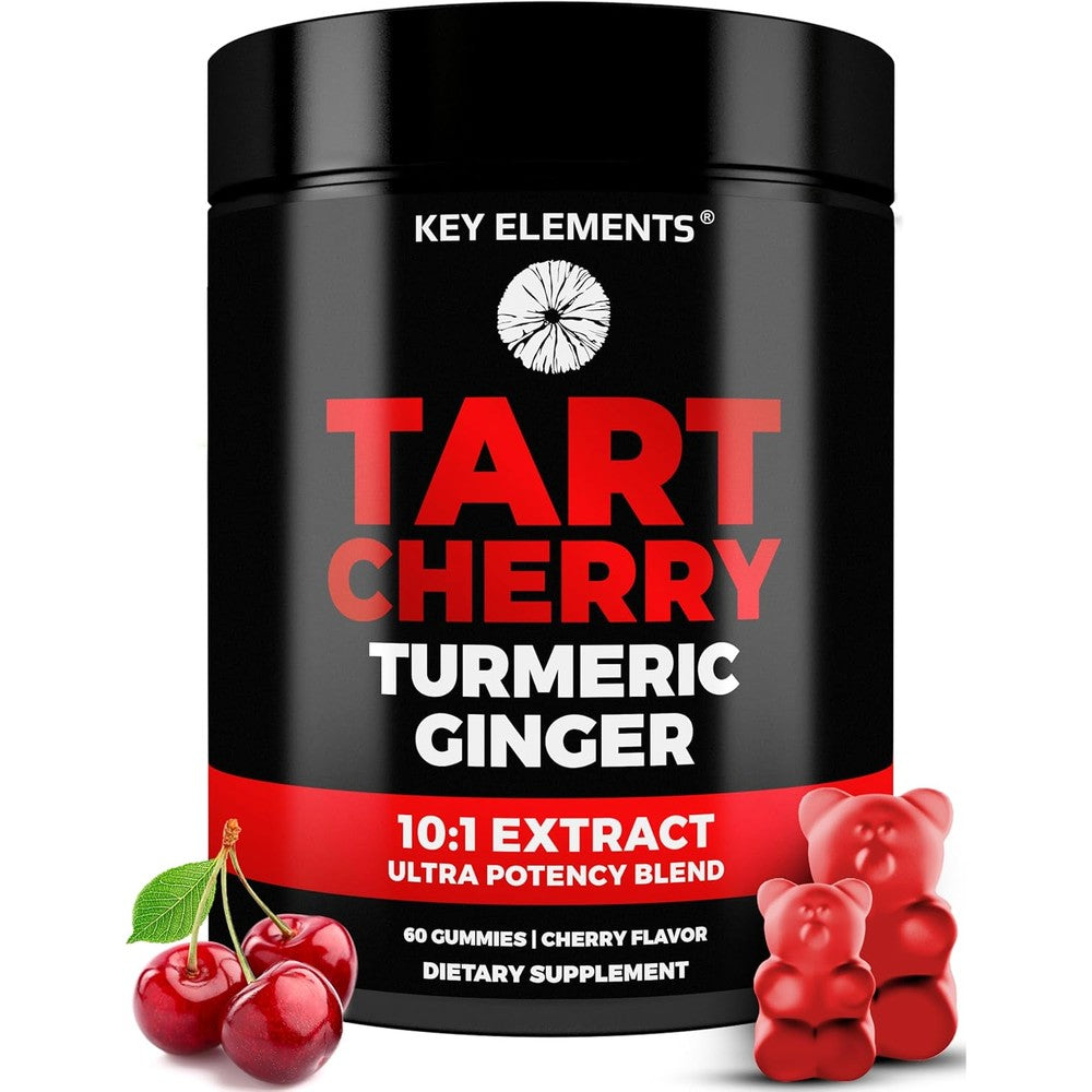 Key Elements Tart Cherry Gummies front view bottle for joint support