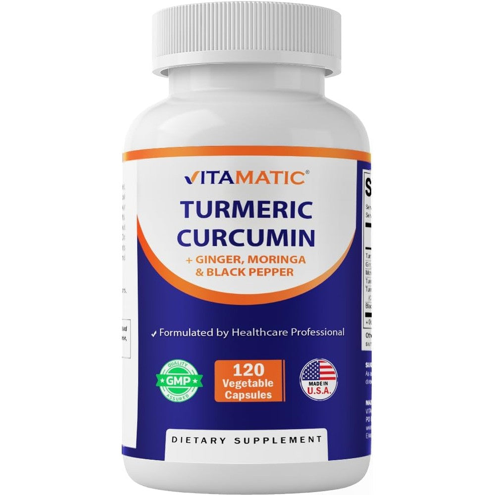 Vitamatic Turmeric Curcumin 3000mg complex front view bottle of imported dietary supplement