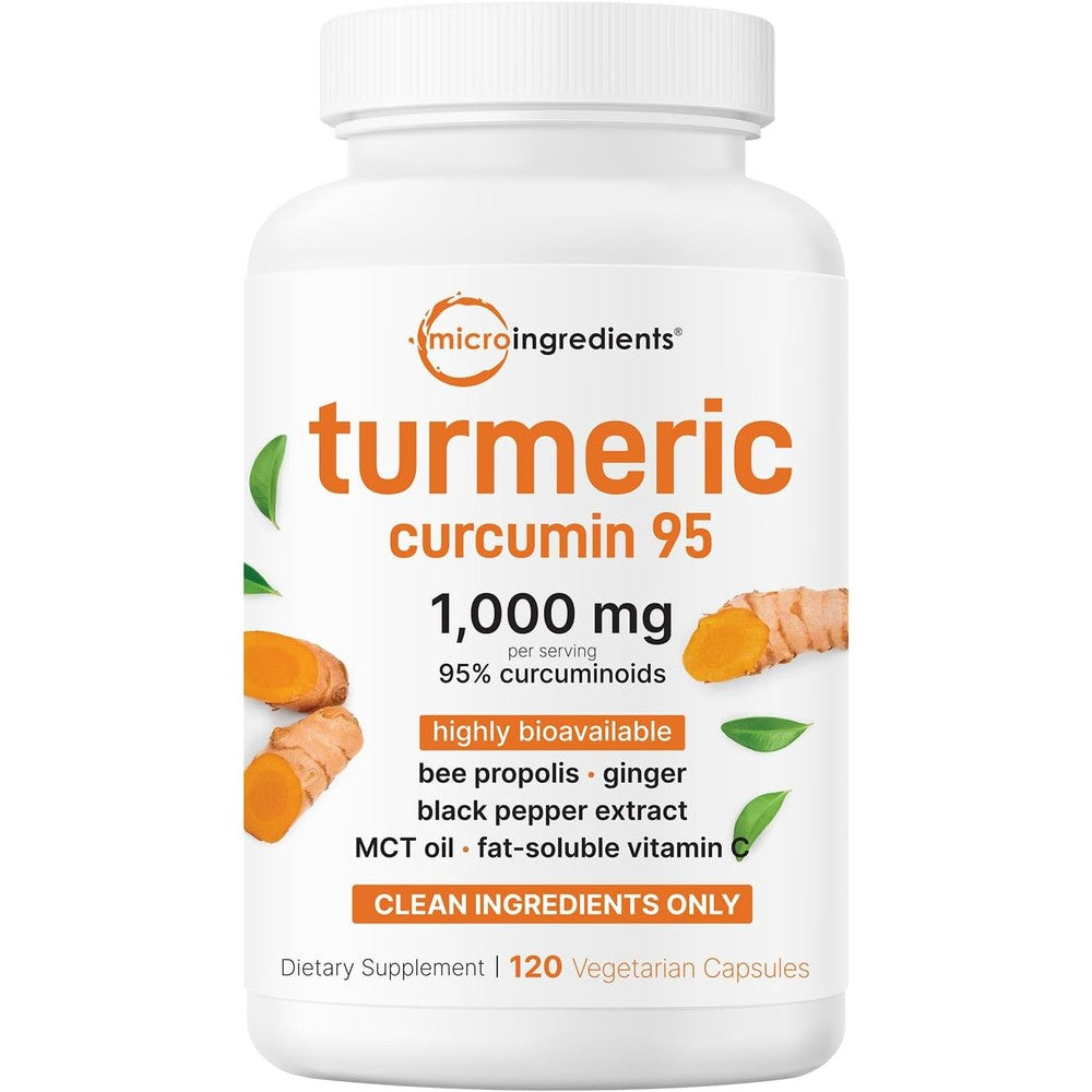Micro Ingredients Pure Turmeric Curcumin 1000mg front bottle packaging for high absorption joint support.