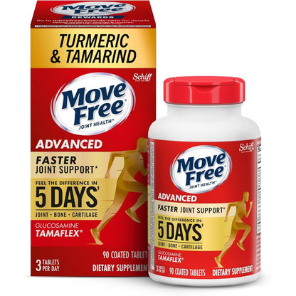 Schiff Move Free Advanced Five Day Joint Support ninety tablets front view bottle packaging