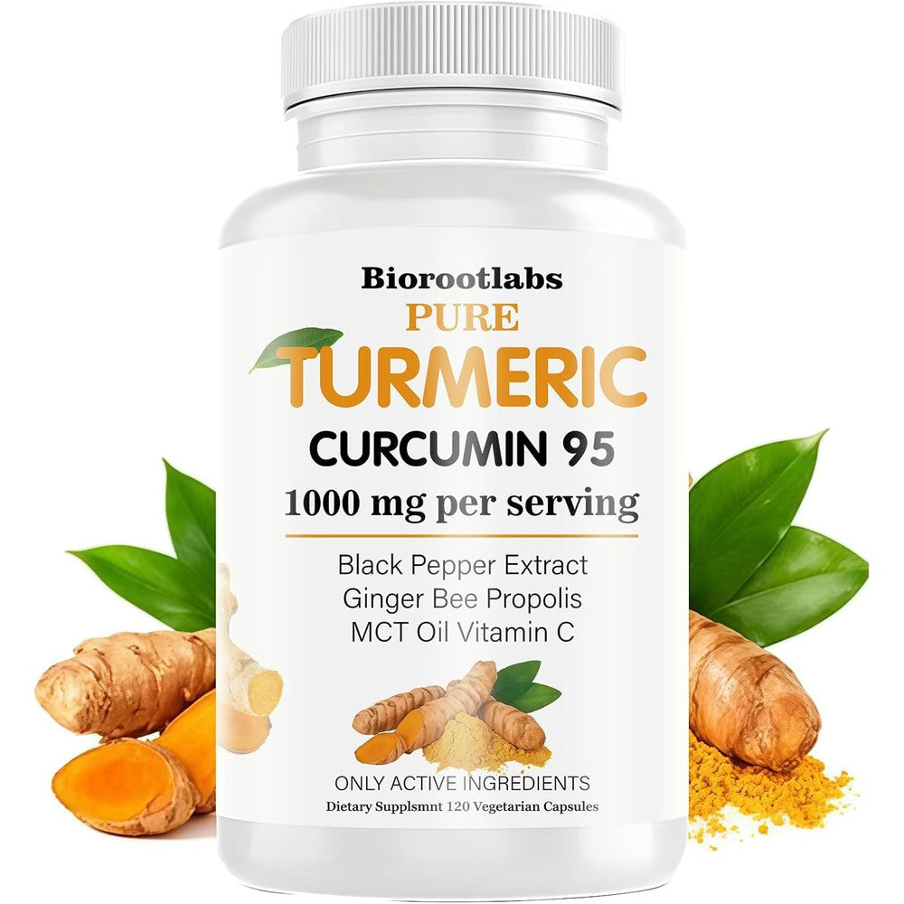 TEYAOE Biorootlabs Turmeric Curcumin 1000mg 120 capsules front bottle view