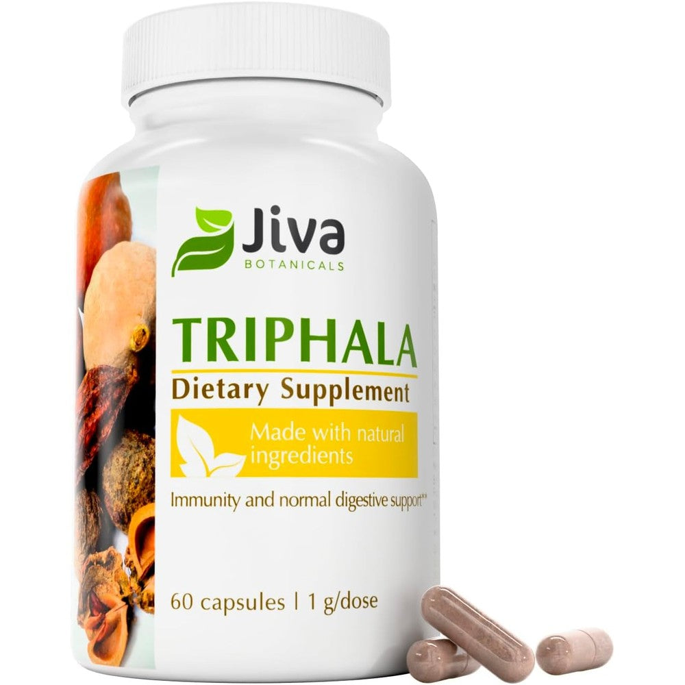 Jiva Botanicals Triphala 60 capsules front view showing dietary supplement packaging
