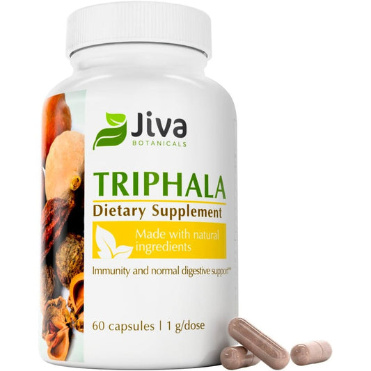 Jiva Botanicals Triphala 60 capsules front view showing dietary supplement packaging