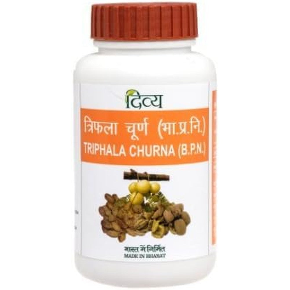 Patanjali Triphala Churna digestive powder bottle front view