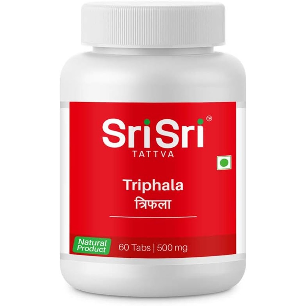 Kaxilu Sri Sri Tattva Triphala sixty tablets bottle front view showing digestive health supplement label