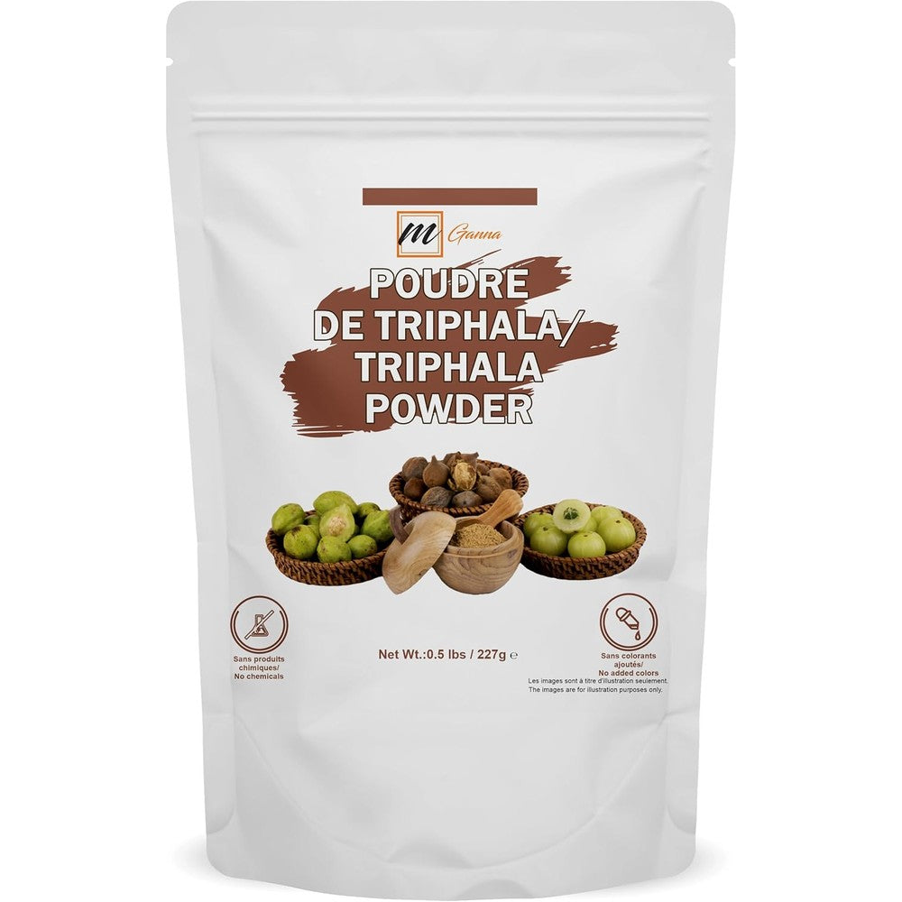 mGanna Natural Triphala Powder front view pouch for digestive health