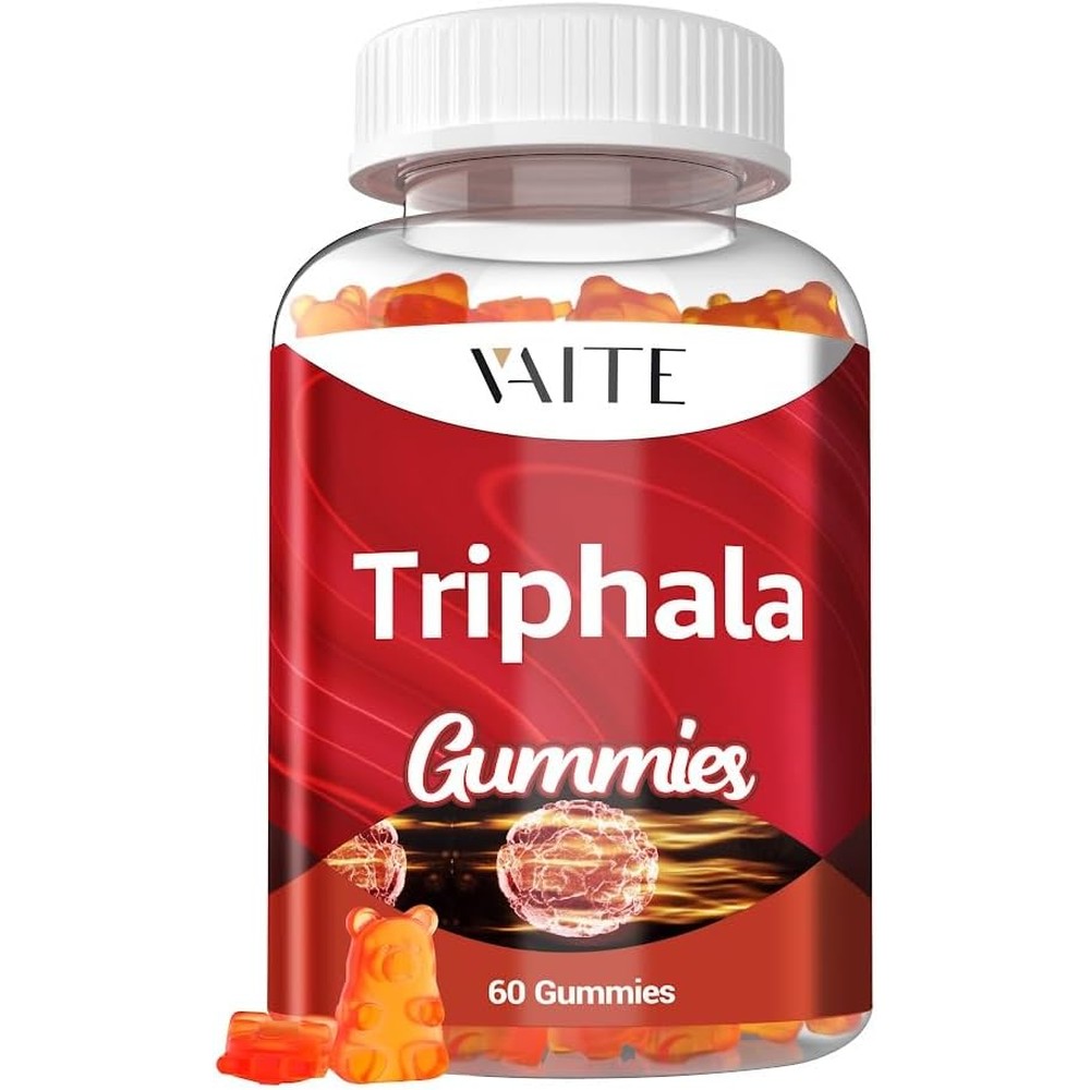 VAITE Organic Triphala 60 Gummies front view of bottle for natural digestive support.