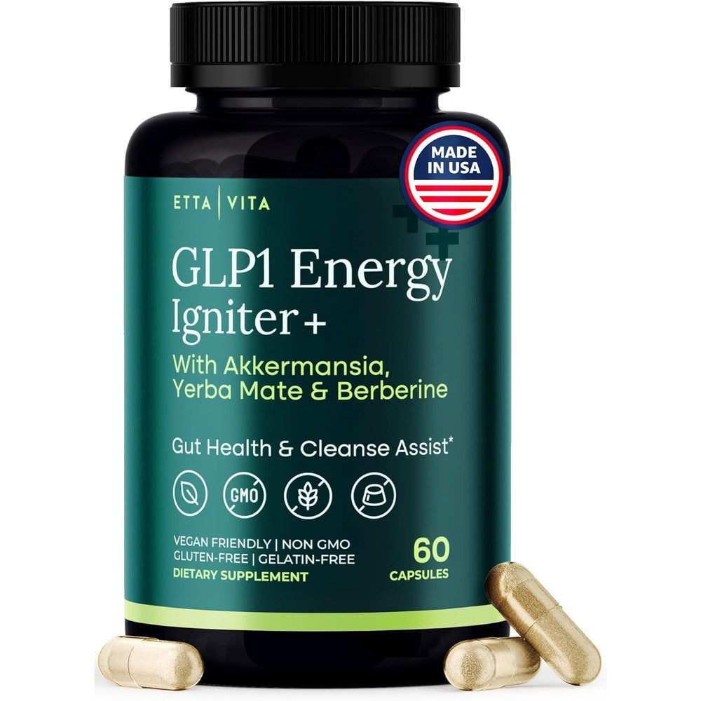 Etta Vita GLP1 Support and Triphala Colon Cleanse 60 capsules bottle front view showing product labels