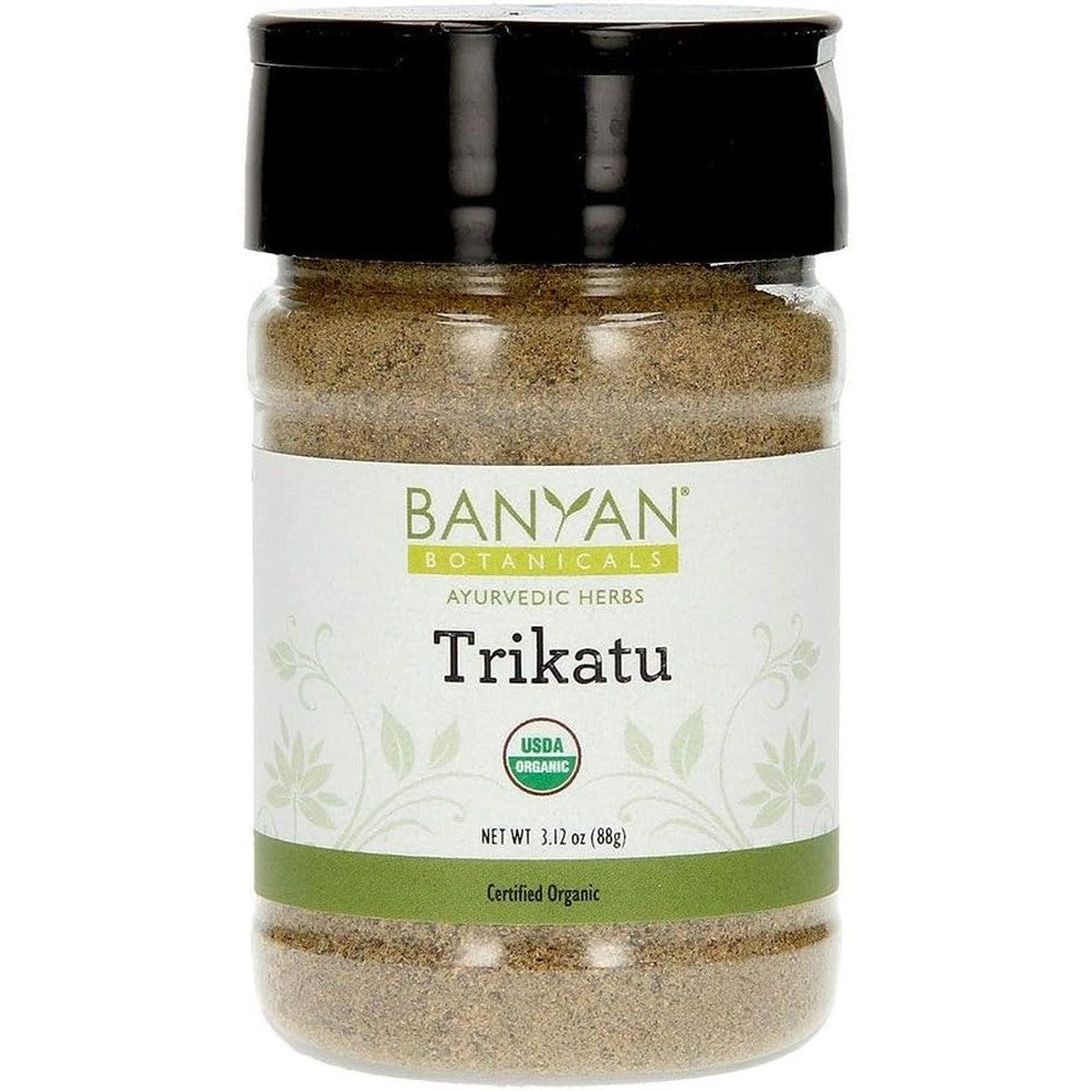 Banyan Botanicals Trikatu Powder Organic Ayurvedic Digestive Supplement front view