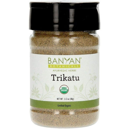 Banyan Botanicals Trikatu Powder Organic Ayurvedic Digestive Supplement front view