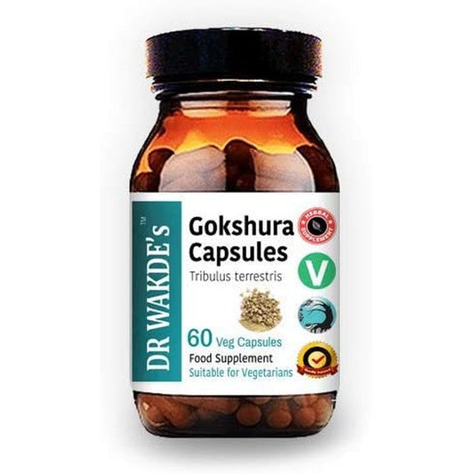 Dr Wakde's Gokshura herbal supplements front view in bottle