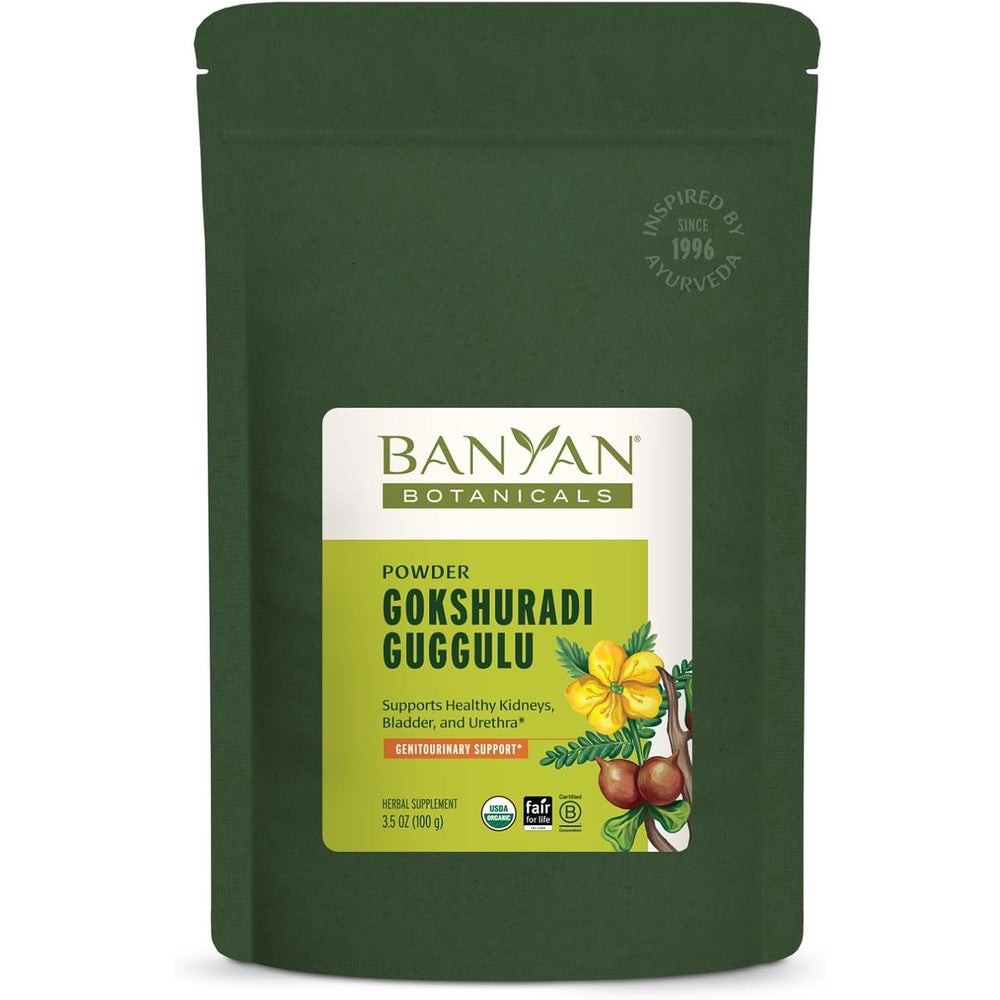 Banyan Botanicals Gokshuradi Guggulu Organic Powder front view for urinary health