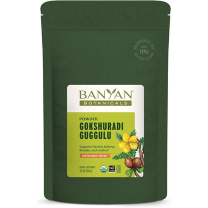 Banyan Botanicals Gokshuradi Guggulu Organic Powder front view for urinary health