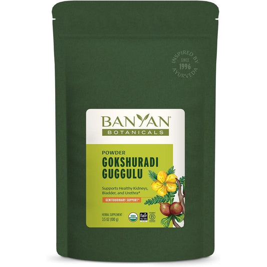 Banyan Botanicals Gokshuradi Guggulu Organic Powder front view for urinary health