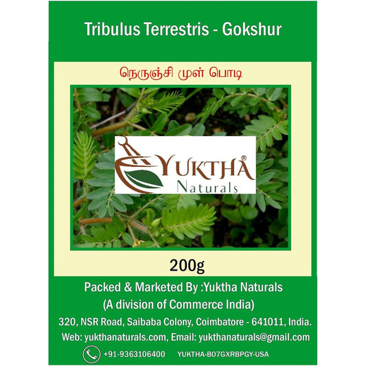 Yuktha Naturals Tribulus Terrestris Gokhru powder front view packaging