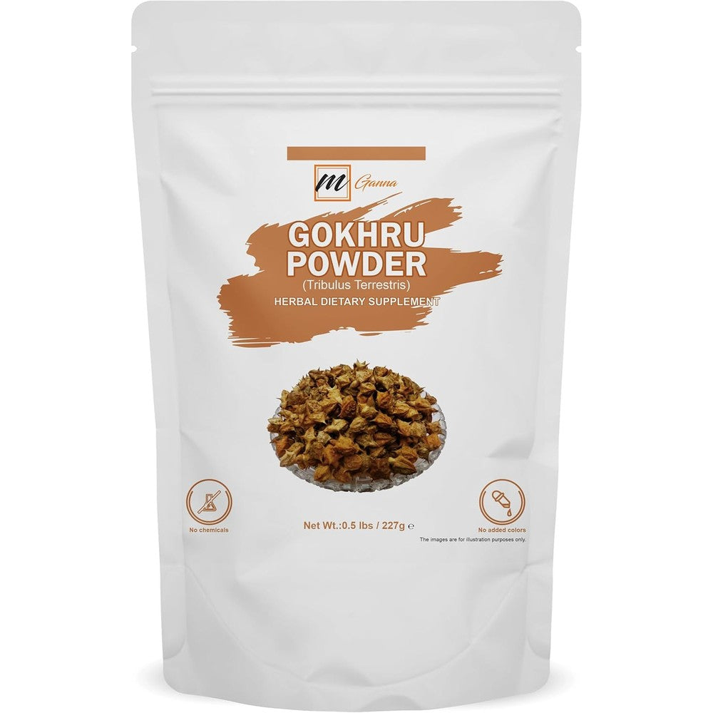 mGanna Natural Gokhru Tribulus Terrestris Powder front packaging view
