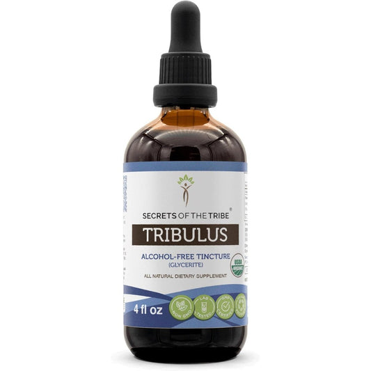 Secrets of the Tribe Tribulus USDA Organic Alcohol-Free Extract front bottle view