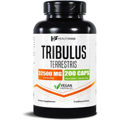 Healthfare Tribulus Terrestris 32500mg 200 Vegan Capsules front view