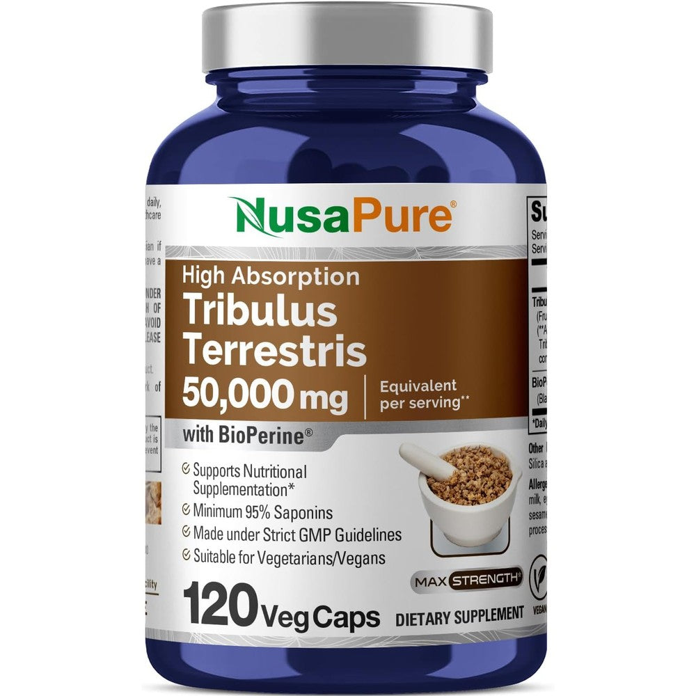 NusaPure Tribulus Terrestris 1000mg 120 Capsules Front View