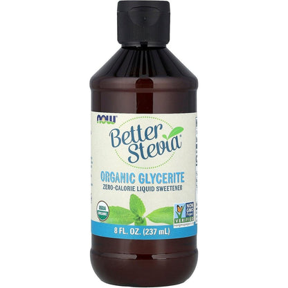 NOW Foods Better Stevia Organic Glycerite front view bottle packaging