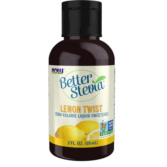 NOW Foods BetterStevia Lemon Twist Liquid Sweetener front view bottle