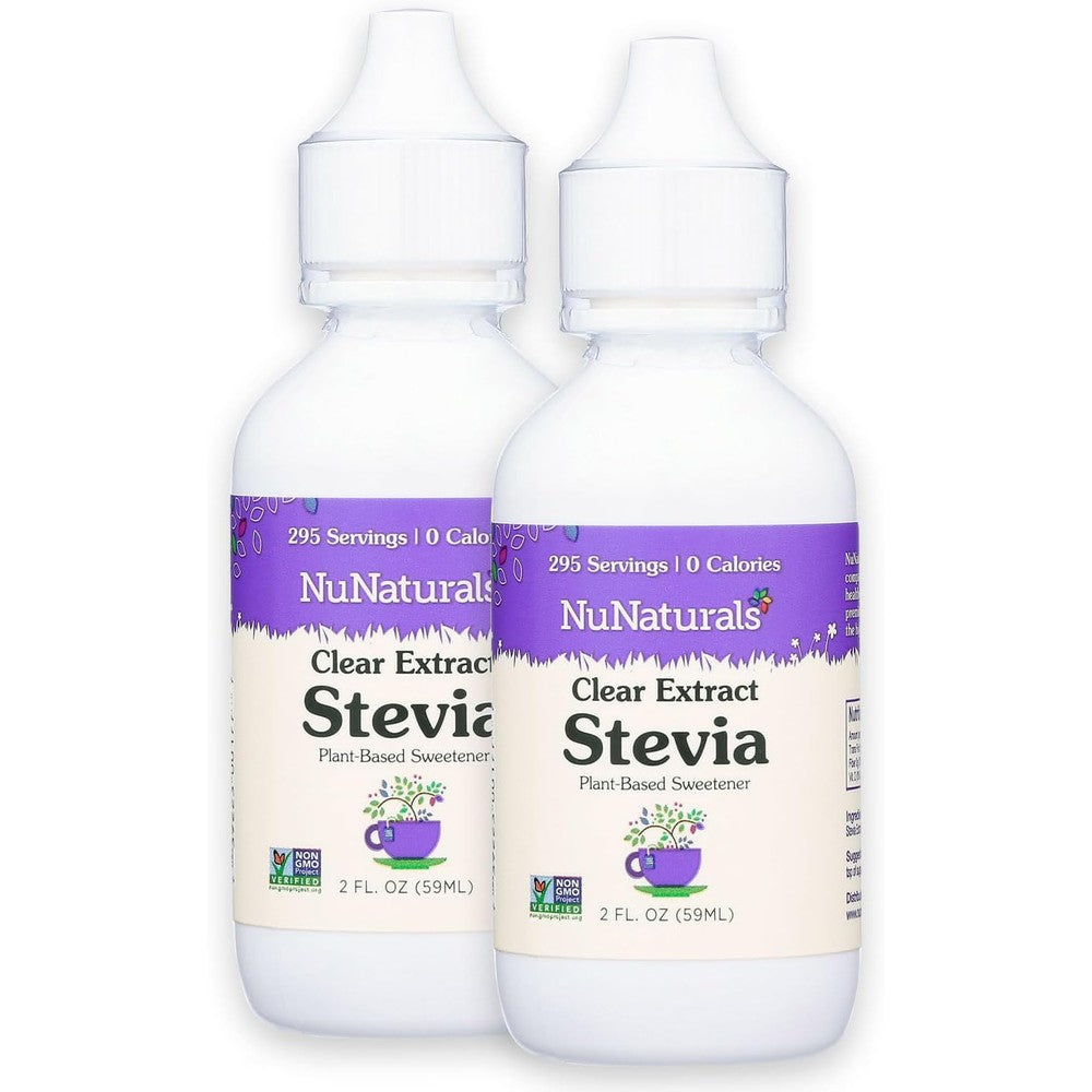 NuNaturals Clear Extract NuStevia Liquid Drops 2 pack front view