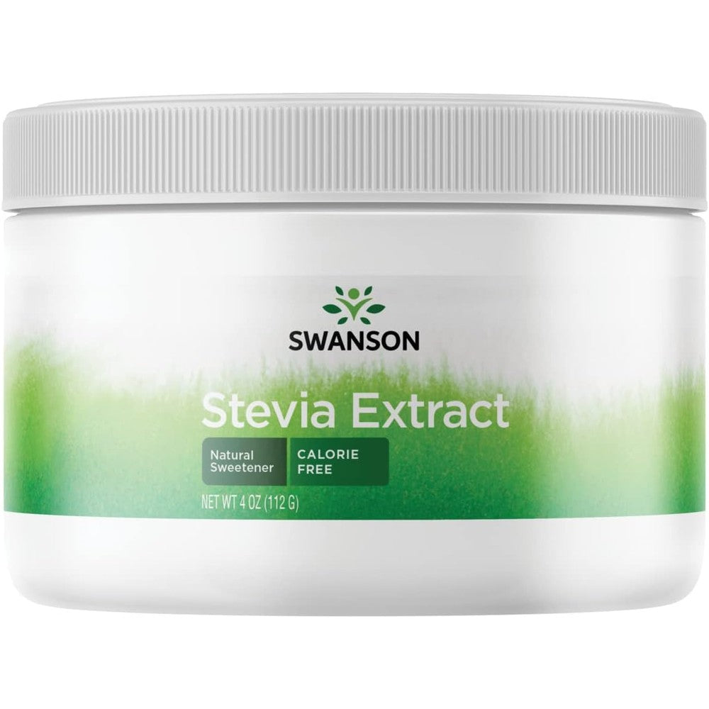 Swanson Premium Stevia Extract Powder front view showing four ounce bottle container