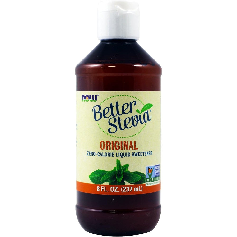 Now Foods BetterStevia Original Liquid Extract front view bottle zero calorie sweetener