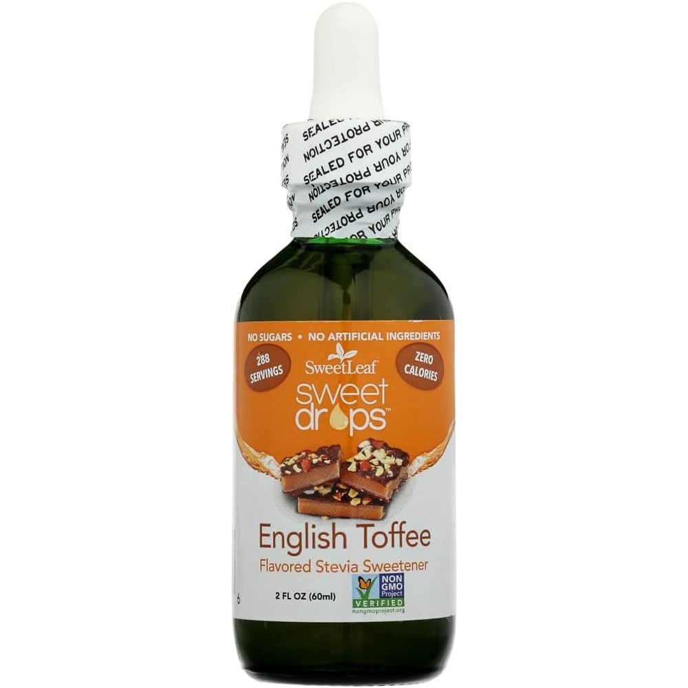 SweetLeaf Sweet Drops English Toffee Liquid Stevia front bottle view
