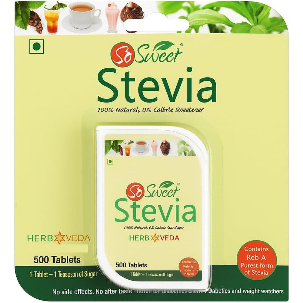 So Sweet Stevia plant extract sugar free sweetener 500 tablets dispenser front view