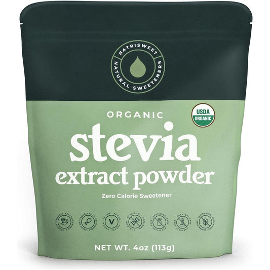 NatriSweet Organic Pure Stevia Powder 4 Ounce pouch front view