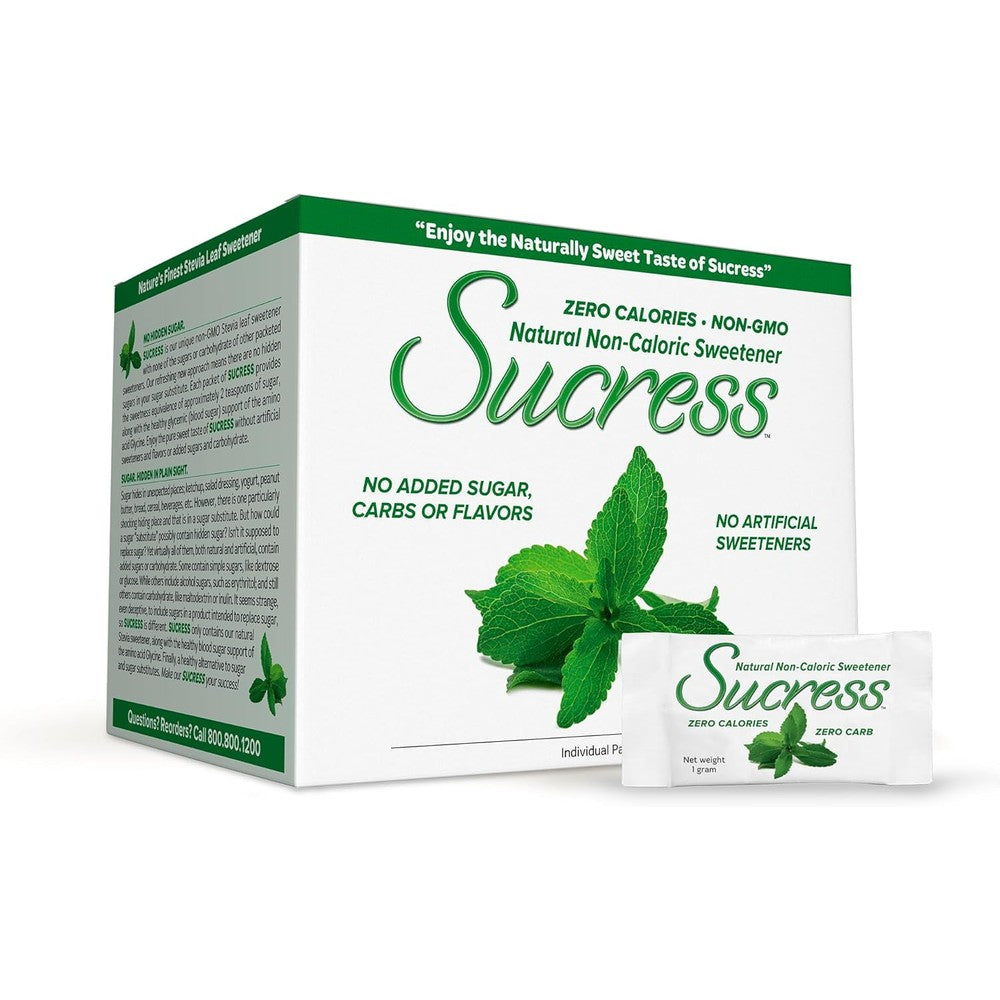 Andrew Lessman Sucress Stevia Leaf Sweetener 100 Packets front packaging view