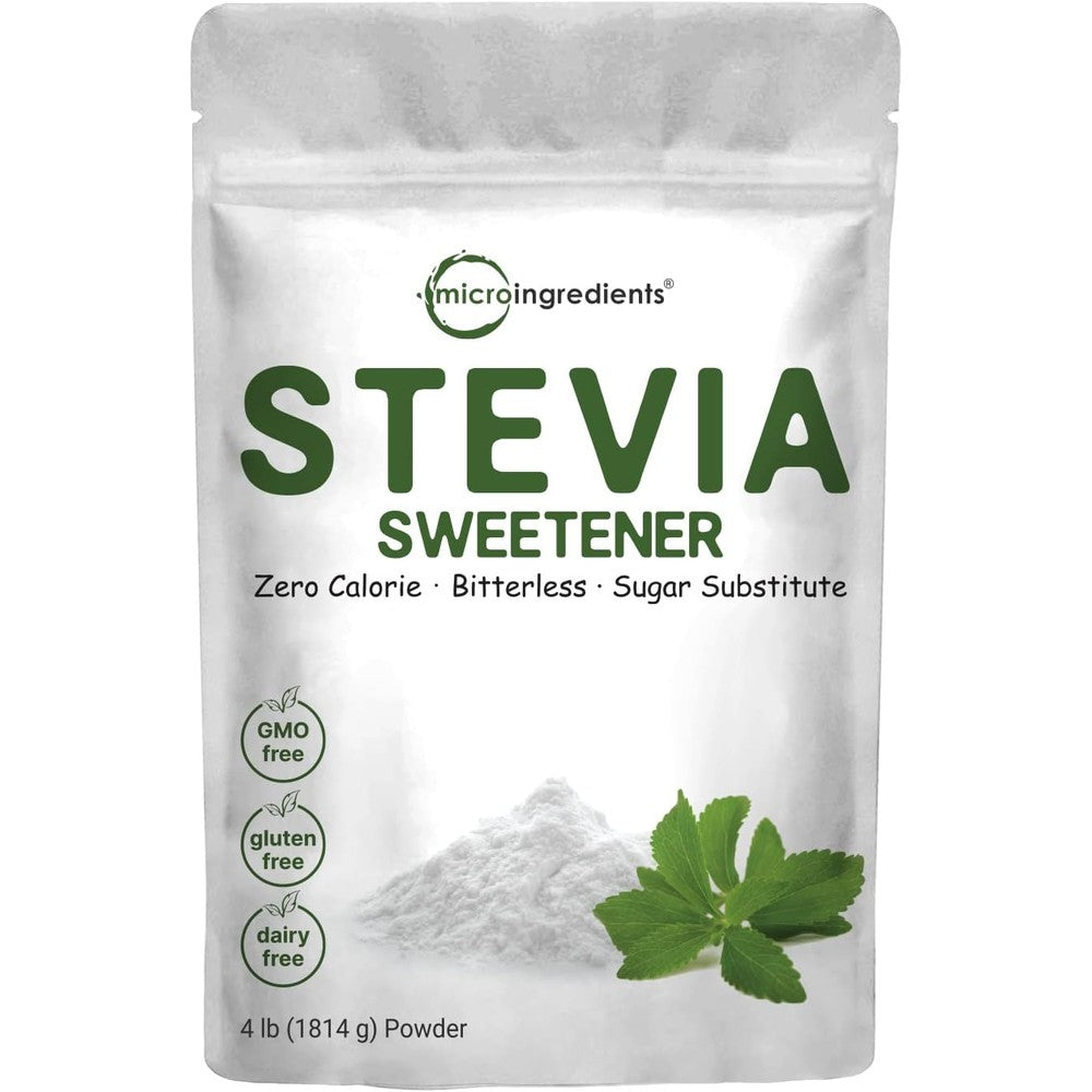 Micro Ingredients Stevia Powder and Erythritol Sweetener four pounds front view package