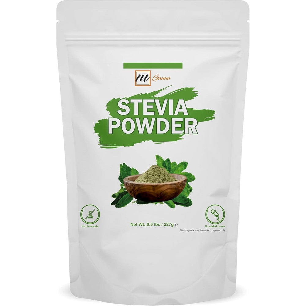 MB Herbals mGanna 100 percent natural stevia leaf powder 227 grams front packaging