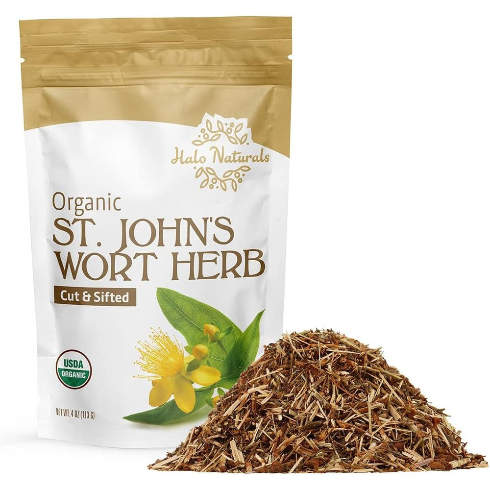Halo Naturals Organic St Johns Wort Herb loose leaf packaging front view