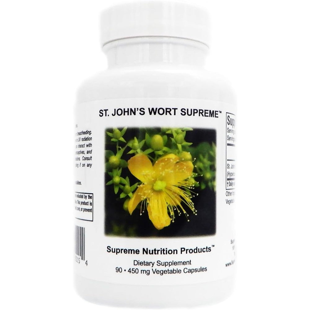 Supreme Nutrition Products St Johns Wort Supreme 90 capsules front view bottle showing pure herbal mood support