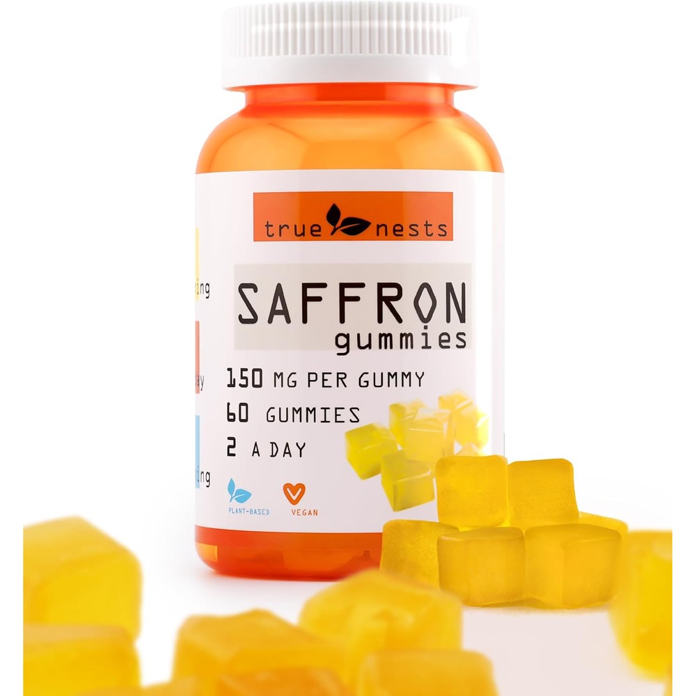 True Nests Saffron Gummies front view bottle for mood and focus support