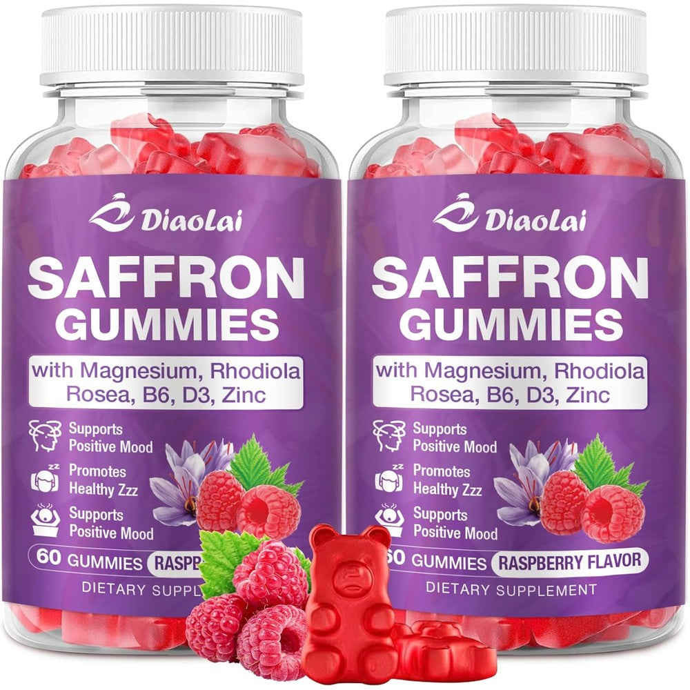 Youlikee Diaolai Max Strength Saffron Gummies 2 pack front view showing premium dietary supplement bottles.