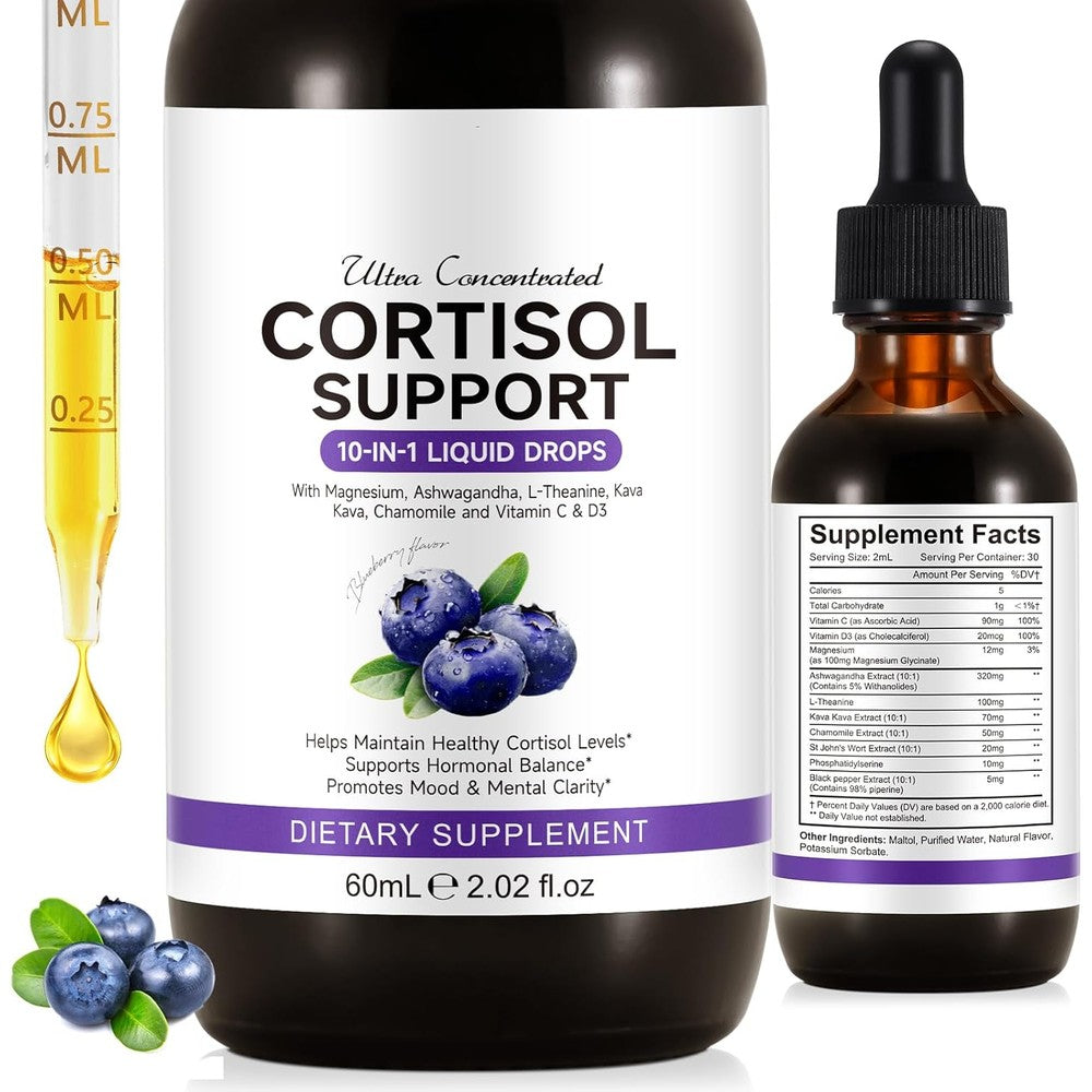 WELOSUER Cortisol Balance Liquid Supplement front view bottle for stress relief