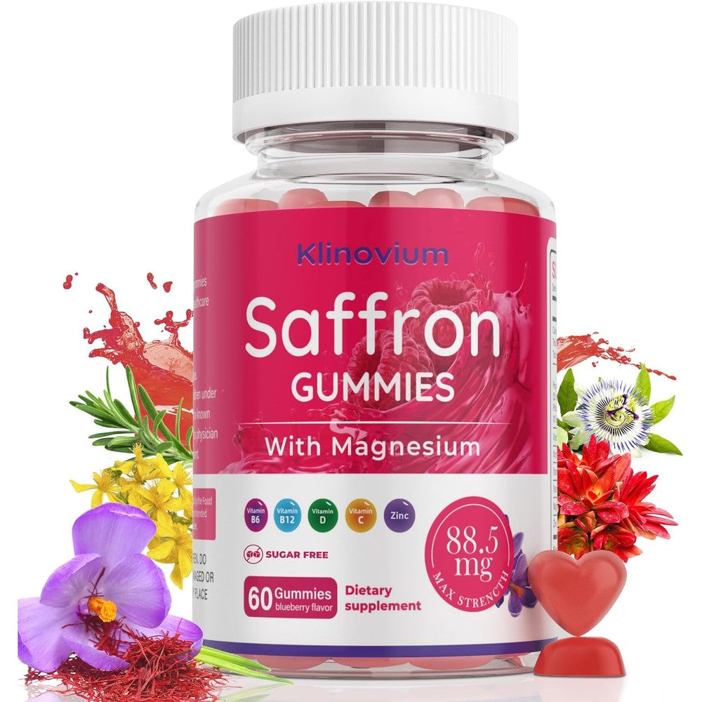 Klinovium Saffron and Magnesium Glycinate 300mg Gummies front label view for mood support