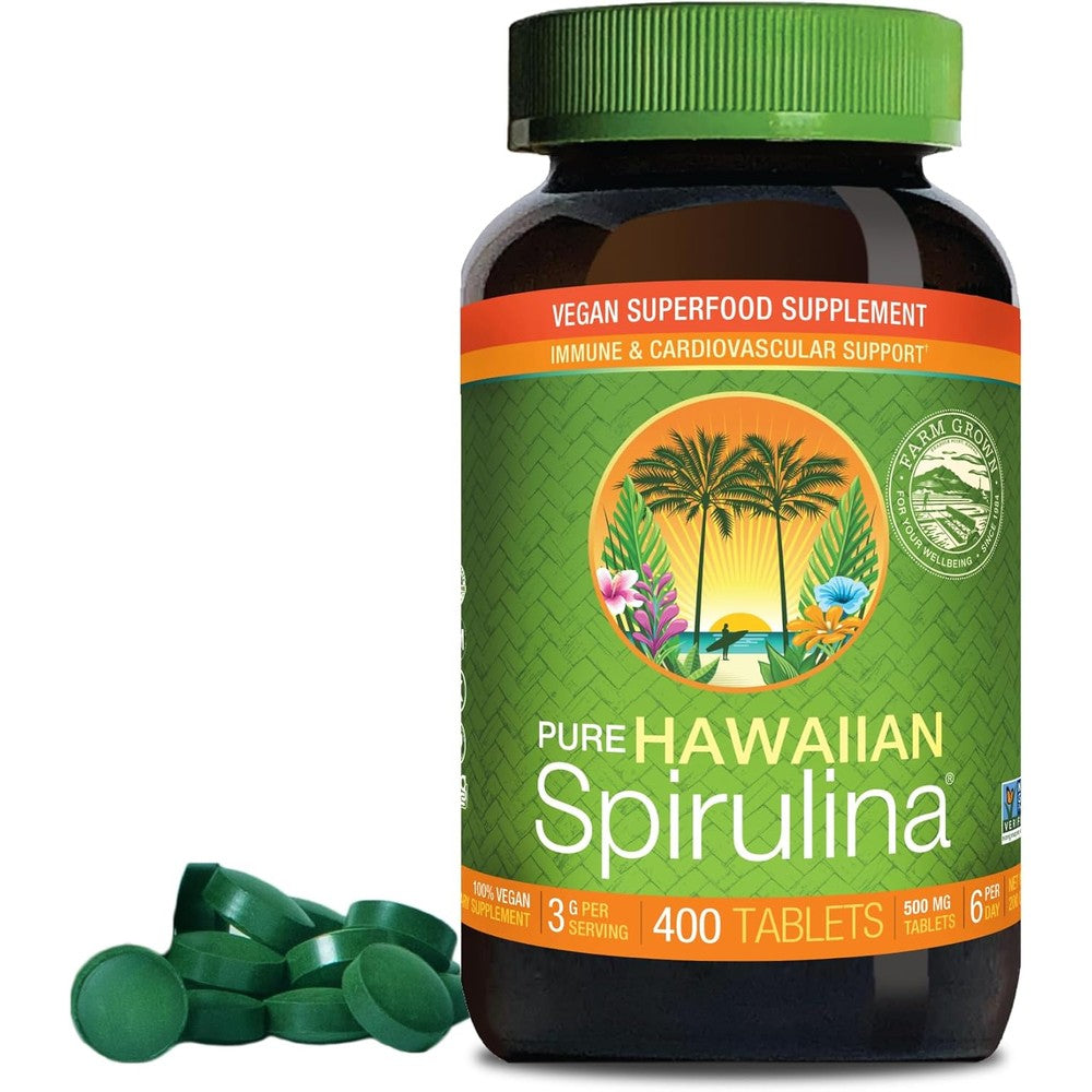 Nutrex Hawaii Pure Hawaiian Spirulina 400 tablets front view for immune support