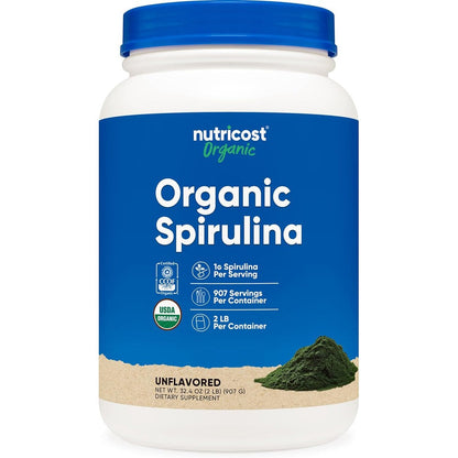 Nutricost Organic Spirulina Powder 2 Pounds front view authentic superfood supplement