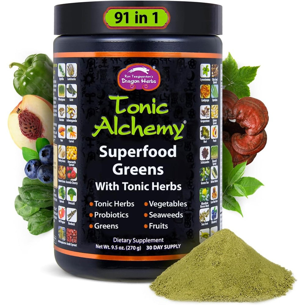 Dragon Herbs Tonic Alchemy Superfood Greens Powder front view container
