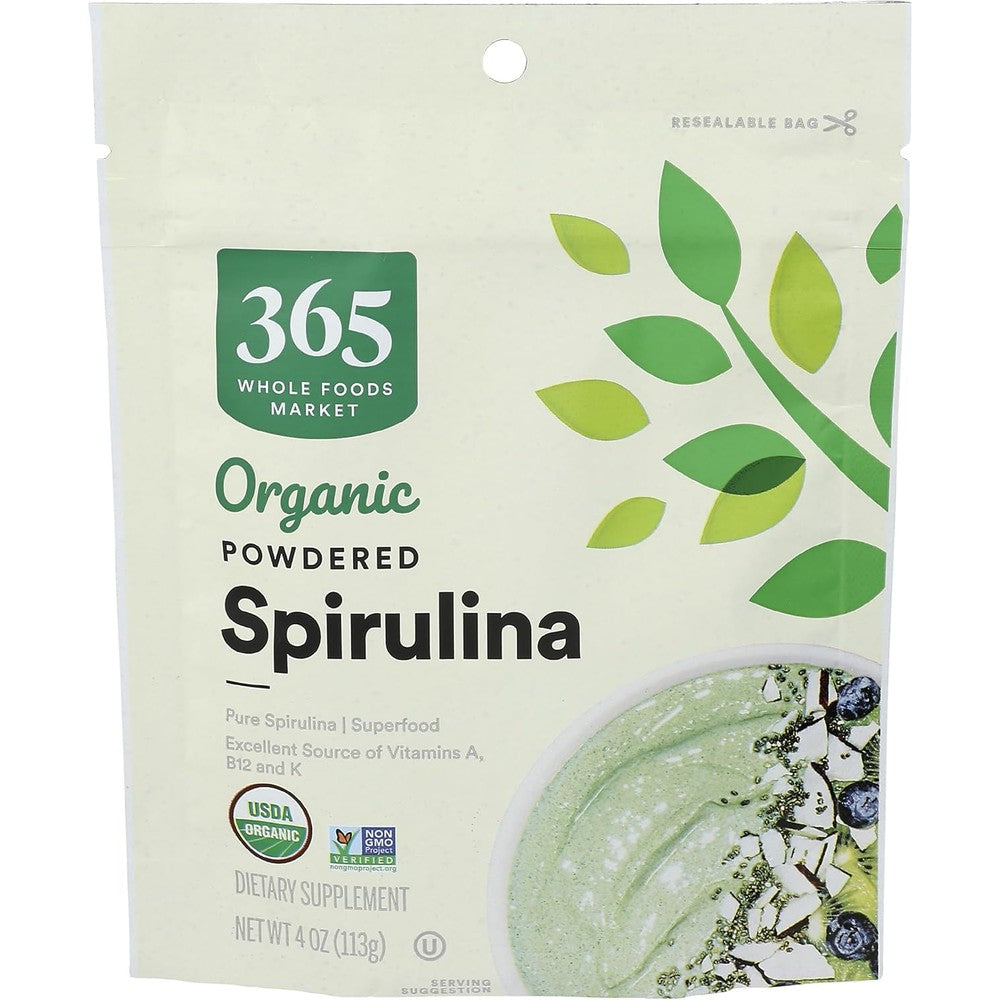 365 by Whole Foods Market Organic Spirulina Superfood Powder front view packaging for daily wellness