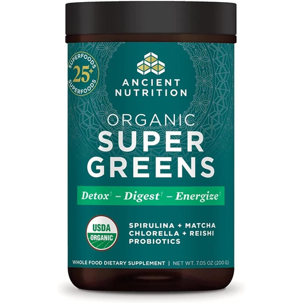 Ancient Nutrition Organic Super Greens Powder front view packaging