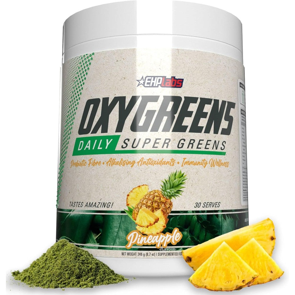 EHP Labs OxyGreens Super Greens Powder front packaging view for daily immune support