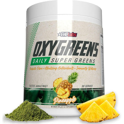 EHP Labs OxyGreens Super Greens Powder front packaging view for daily immune support