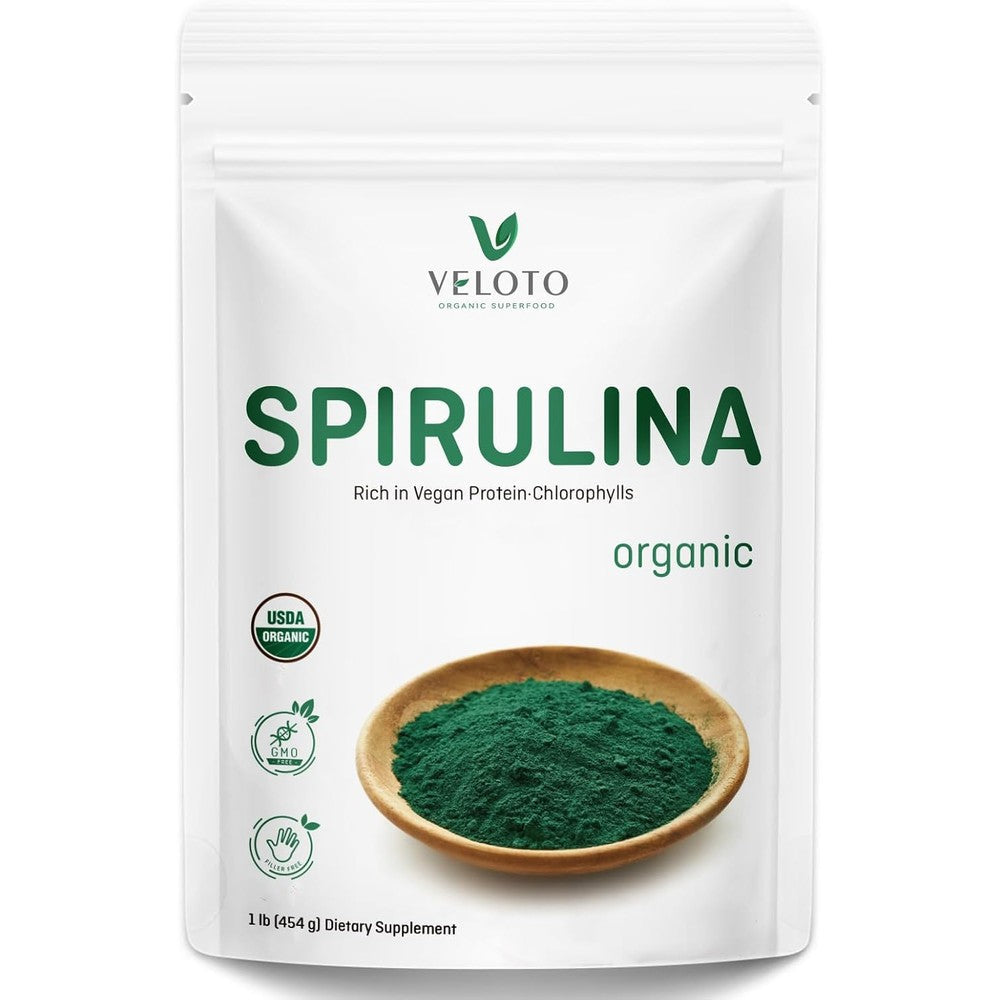 Veloto Organic Spirulina Superfood Powder front view of the package