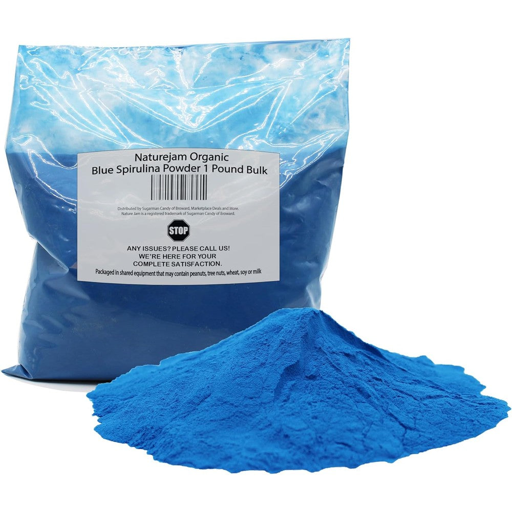 Naturejam Organic Blue Spirulina Powder front packaging view for healthy smoothies