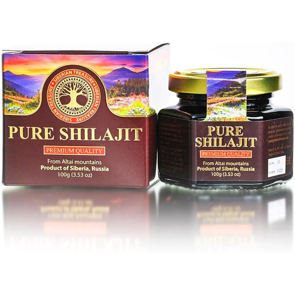 Siberian Treasure Pure Authentic Shilajit Resin front view jar for natural stamina